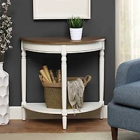 White and Natural Davis Half Round Console Table