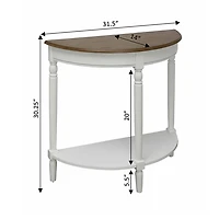 White and Natural Davis Half Round Console Table