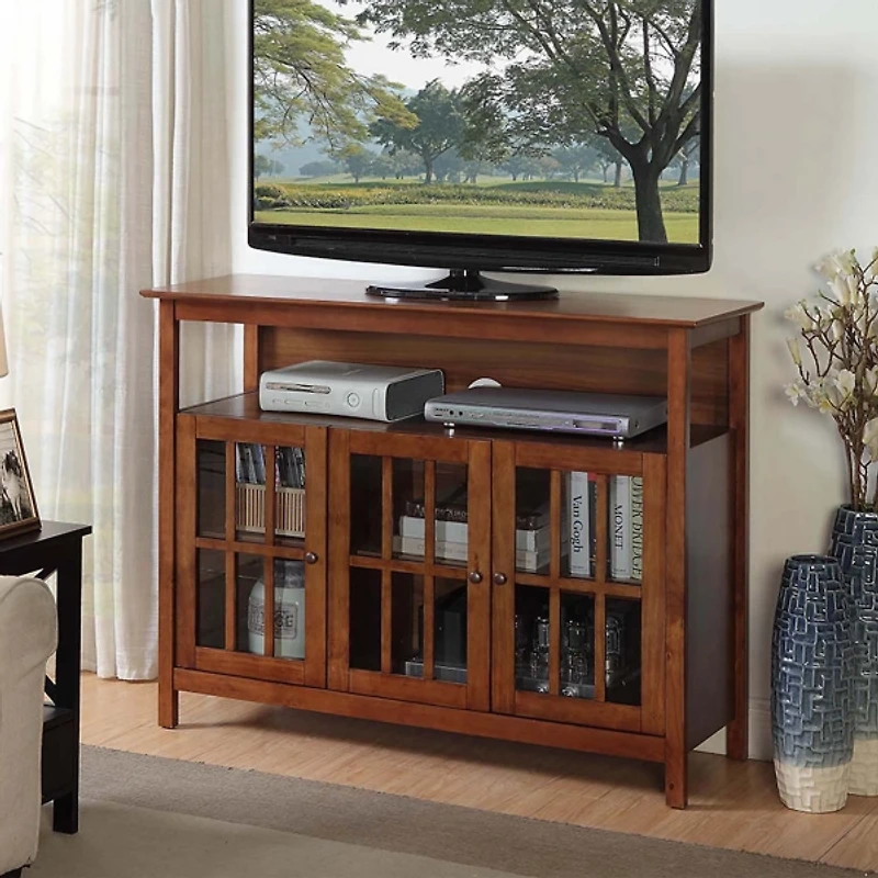 Brown Tiered Deluxe Cali Media Cabinet