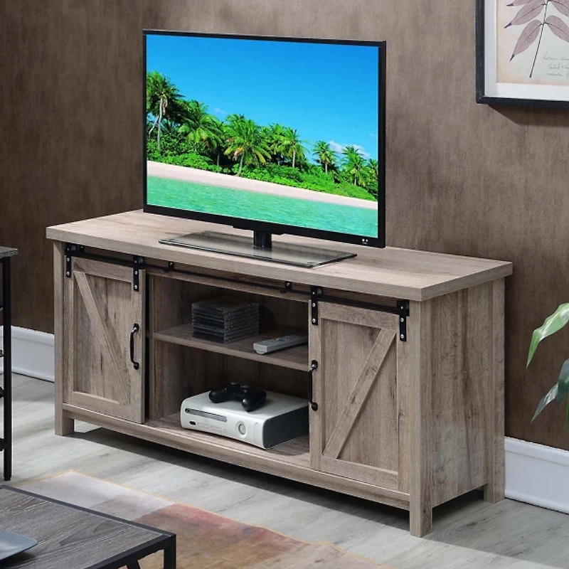 Whitewash Russ Barn Door Media Cabinet