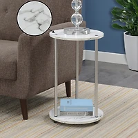 White Marble Two Tiered Metal Accent Table