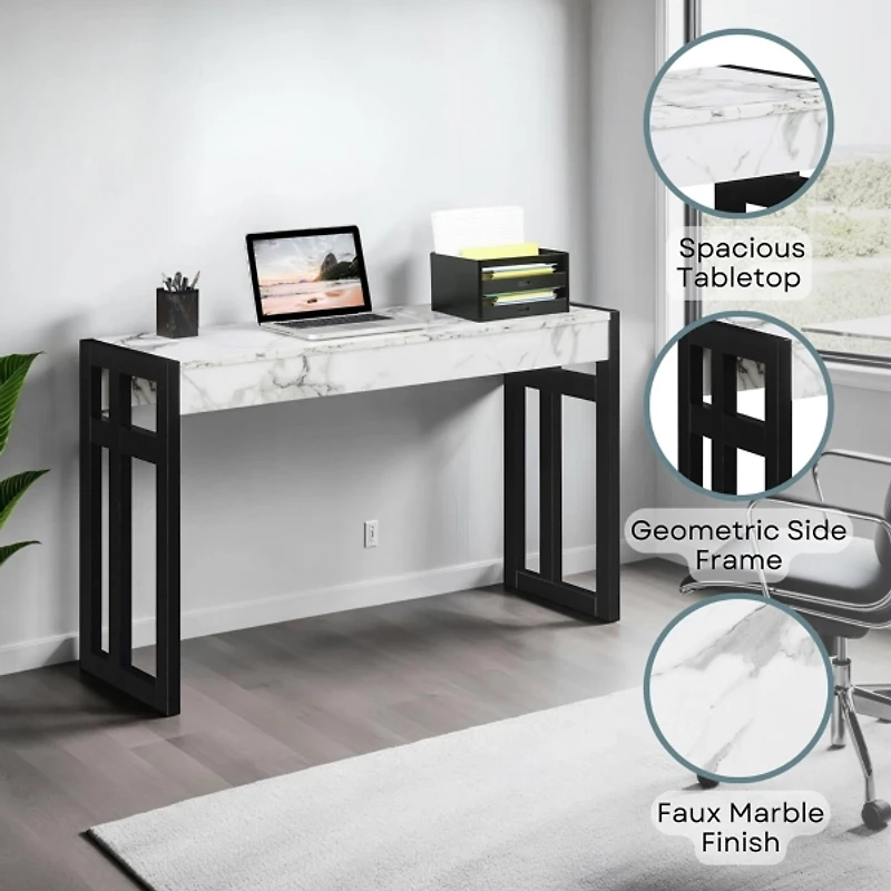 White Marble Monterey Console Table