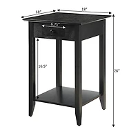 Black Single Drawer Square Accent Table