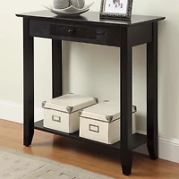 Slim Black Single Drawer Console Table