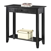 Slim Black Single Drawer Console Table