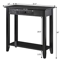 Slim Black Single Drawer Console Table