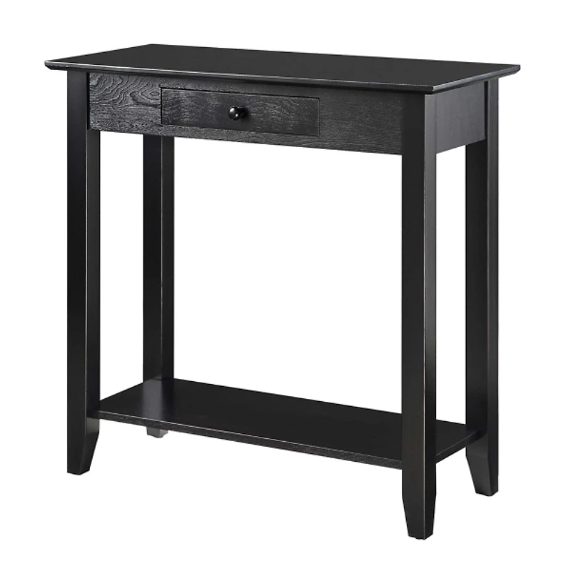 Slim Black Single Drawer Console Table
