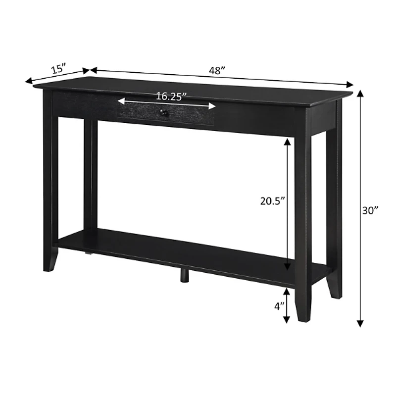 Long Black Single Drawer Console Table
