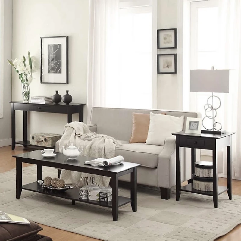 Long Black Single Drawer Console Table