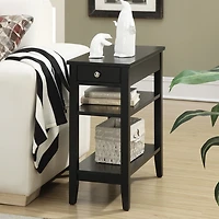 Black Double Shelf Wood Accent Table