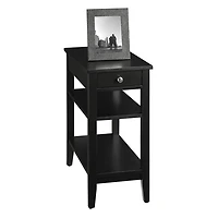 Black Double Shelf Wood Accent Table