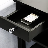 Black Double Shelf Wood Accent Table