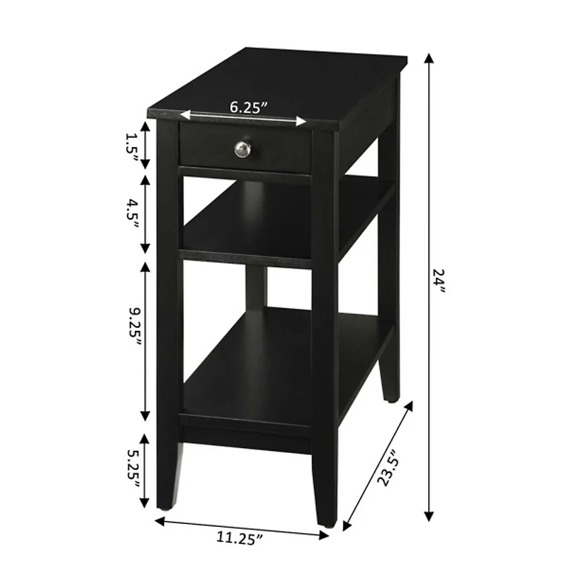Black Double Shelf Wood Accent Table