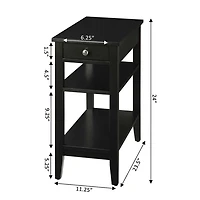 Black Double Shelf Wood Accent Table
