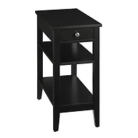 Black Double Shelf Wood Accent Table