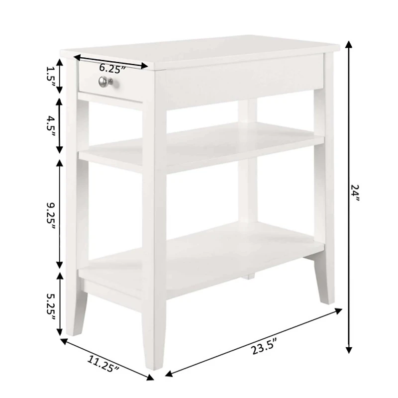 White Double Shelf Wood Accent Table
