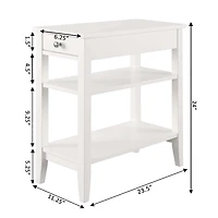 White Double Shelf Wood Accent Table