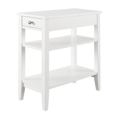 White Double Shelf Wood Accent Table