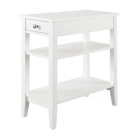White Double Shelf Wood Accent Table