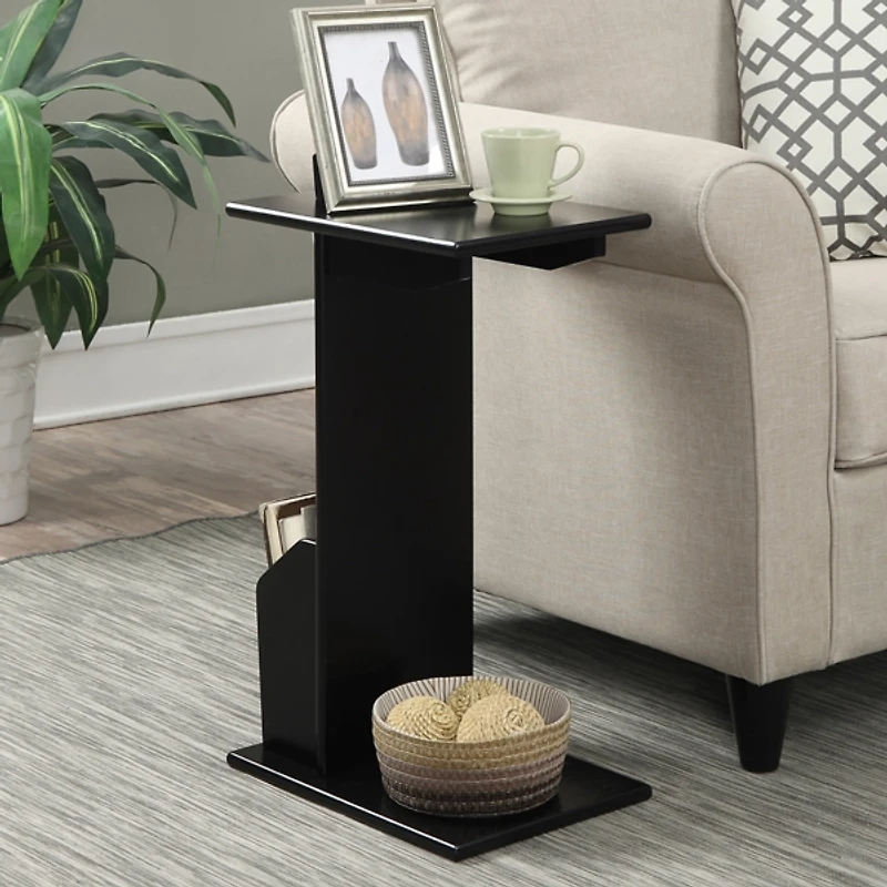 Black Accent Table with Magazine Holder