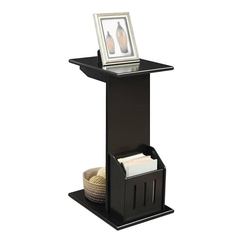 Black Accent Table with Magazine Holder