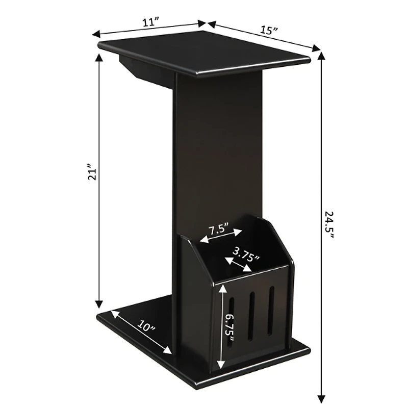 Black Accent Table with Magazine Holder