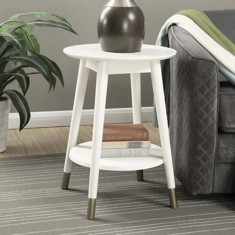 Mia Round White Accent Table