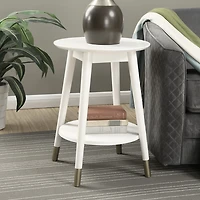 Mia Round White Accent Table