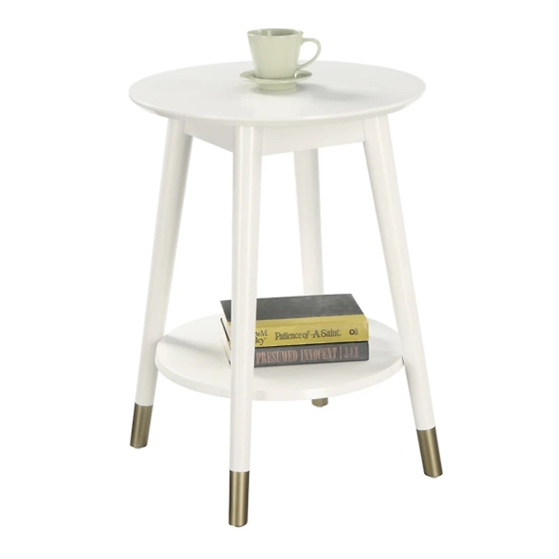 Mia Round White Accent Table