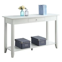 Long White Single Drawer Console Table