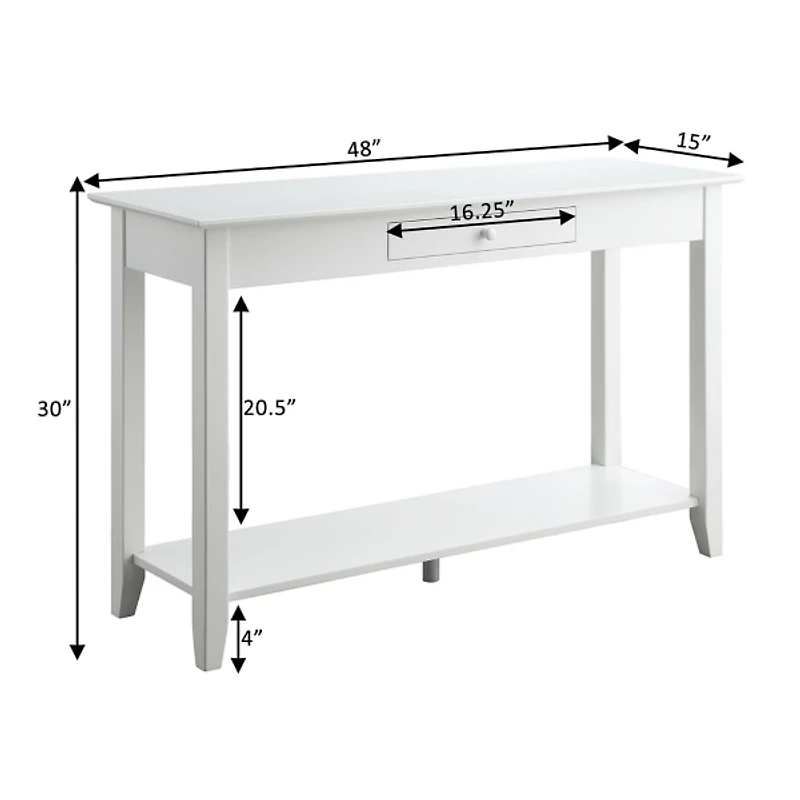 Long White Single Drawer Console Table