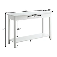 Long White Single Drawer Console Table
