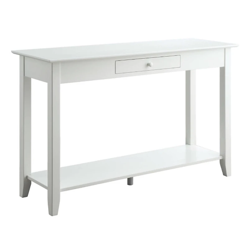 Long White Single Drawer Console Table
