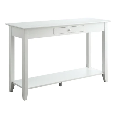 Long White Single Drawer Console Table