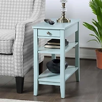 Light Blue Chairside End Table with Shelves