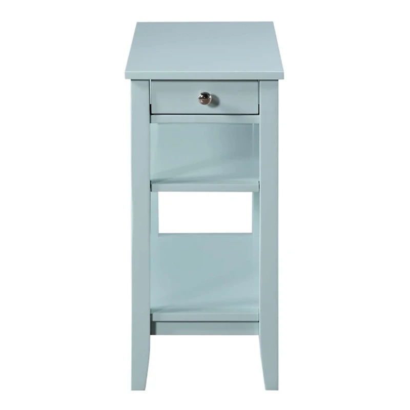 Light Blue Chairside End Table with Shelves