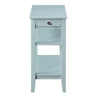 Light Blue Chairside End Table with Shelves