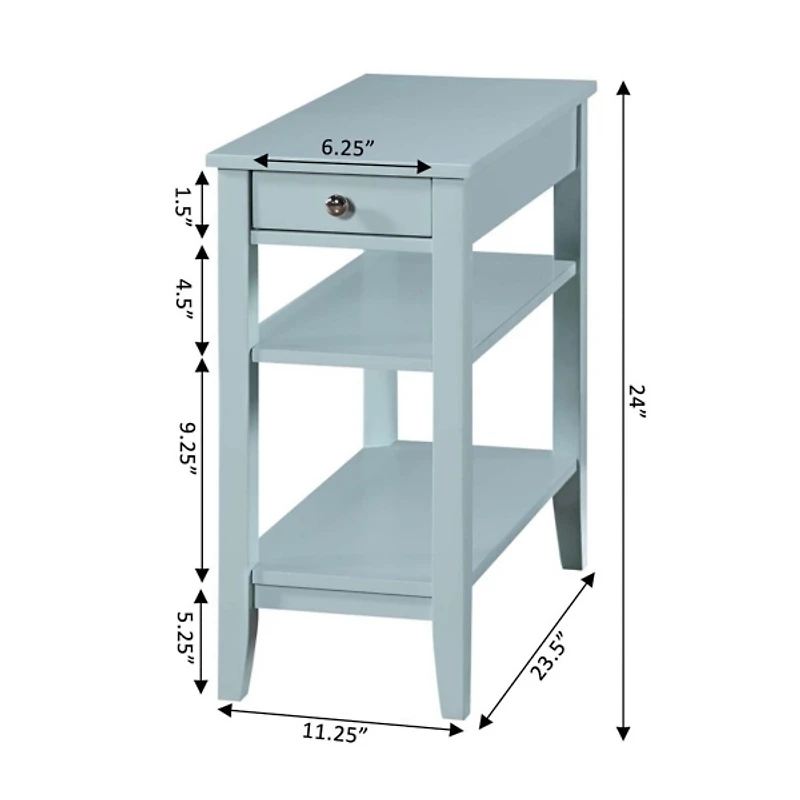 Light Blue Chairside End Table with Shelves