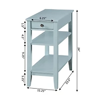 Light Blue Chairside End Table with Shelves