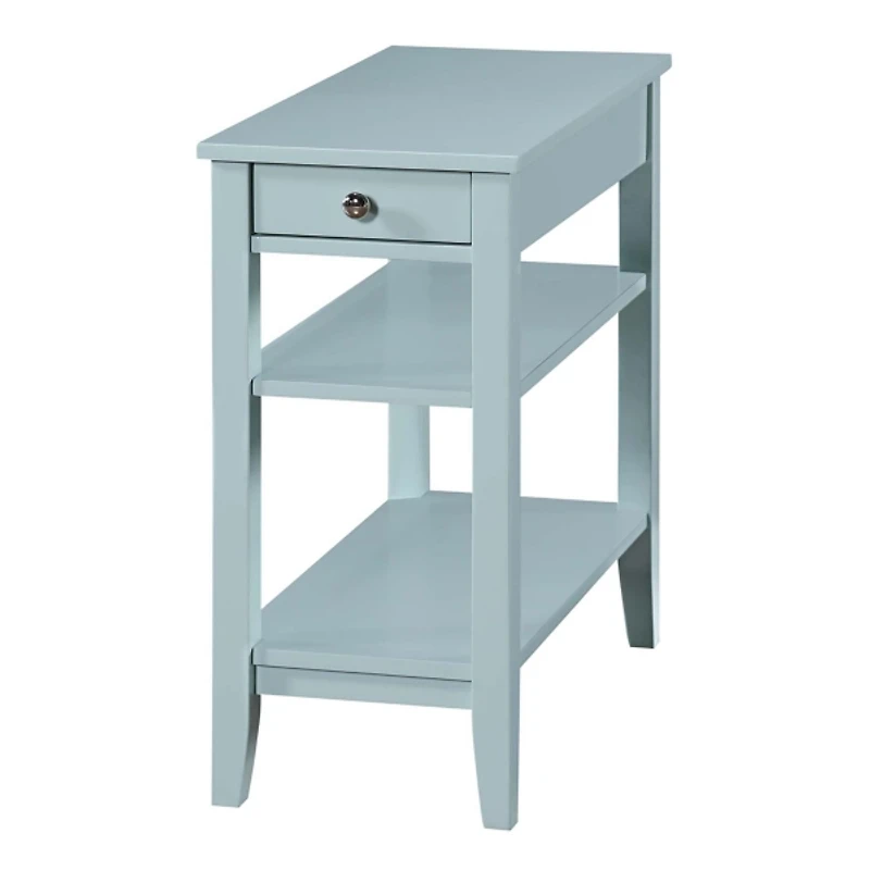 Light Blue Chairside End Table with Shelves