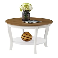 Round White and Natural Curved Legs Coffee Table