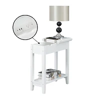 White Flip Top Charging Accent Table
