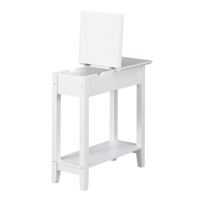 White Flip Top Charging Accent Table