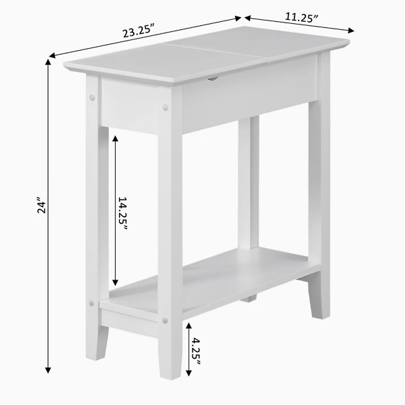 White Flip Top Charging Accent Table