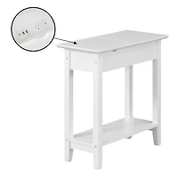 White Flip Top Charging Accent Table