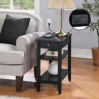 2-Shelf Charging Accent Table