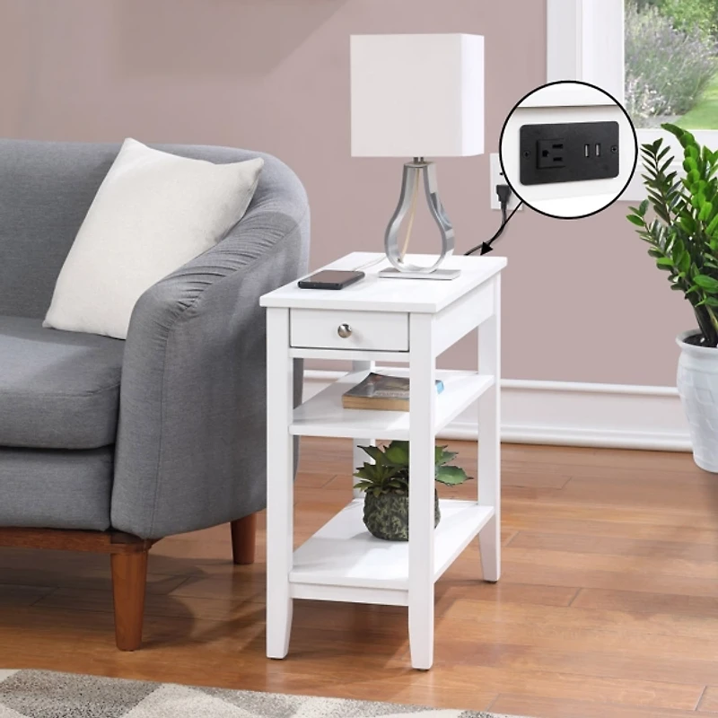 2-Shelf Charging Accent Table