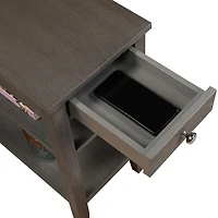 Gray 2-Shelf Charging Accent Table