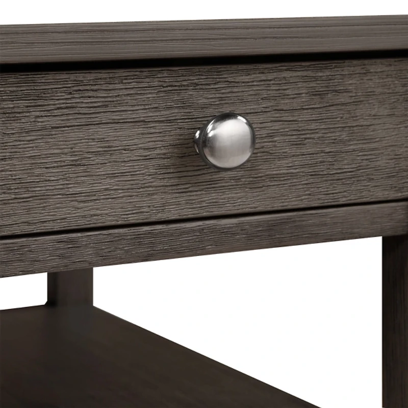 Gray 2-Shelf Charging Accent Table