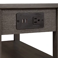 Gray 2-Shelf Charging Accent Table